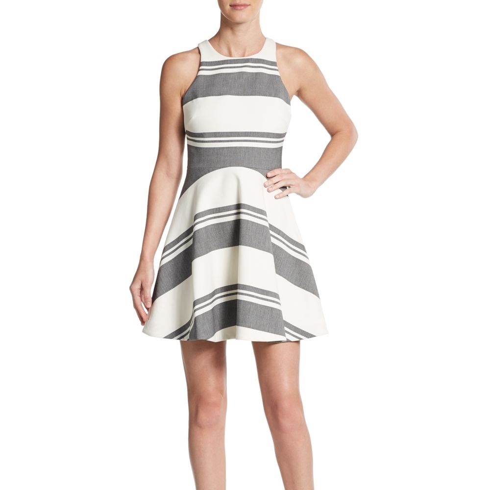 Elizabeth and James white and grey dress